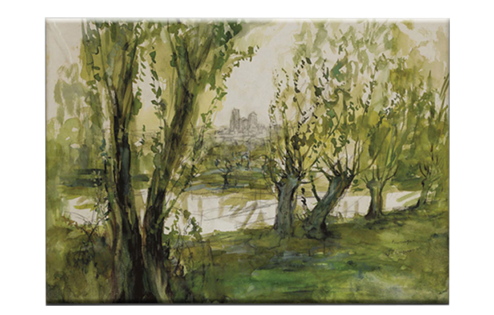 Постеры - изображение №2 "Картина на холсте «Деревья у пруда», Лапрад Пьер (80 х 57 см)"  на www.Angstrem-mebel.ru